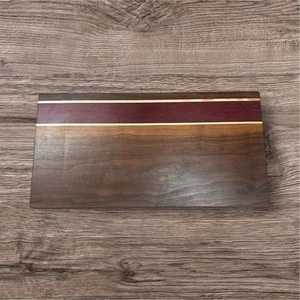 Handcrafted 9 x 18 Large Cutting Board Walnut Maple Purple Heart Sleek Modern - Picture 1 of 4