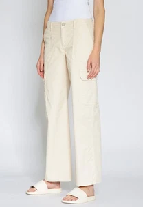 Pantalones vaqueros de mujer GANG 94Noemi Cargo Wide Fit elásticos cintura media beige - Imagen 1 de 4