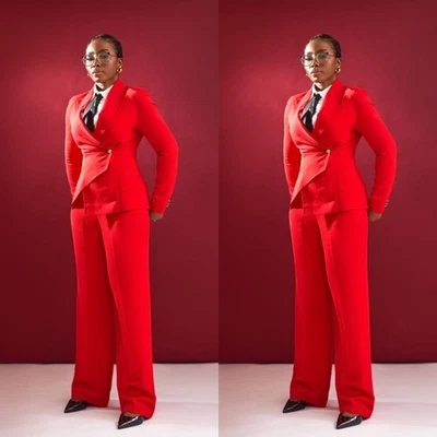 Красные женские костюмы для официальных вечеринок выпускного вечера свадьбы блейзеры большого размера дамские наряды - Изображение 1 из 4