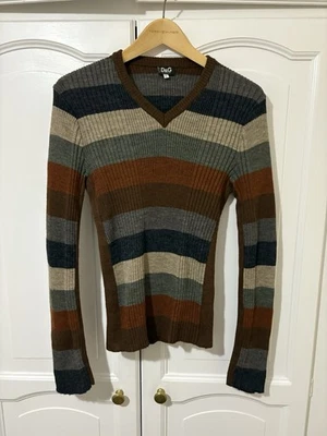 Dolce & Gabbana винтажный границы V шеи вязаный свитер осени абажуры большой женщин - Изображение 1 из 4