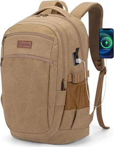 Vintage Canvas Laptop Backpack for College Travel, Fits 15.6 Inch - Picture 1 of 7