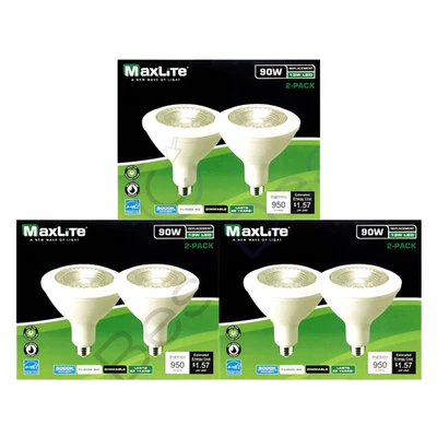 6 Maxlite 90W PAR38 Daylight LED Flood Light Bulb 13W Dimmable Indoor Outdoor - Image 1 of 4