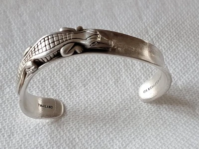 Pulseira de jacaré prata esterlina, cordão Barry Kieselstein com olhos de diamante, em excelente estado usado - Imagem 1 de 4