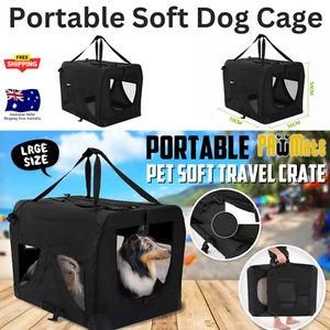 Portable Soft Dog Cage Crate Carrier Large Transportation Trips Bed Handle Black - Picture 1 of 13