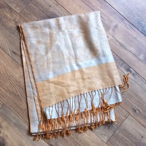 Pashmina 100 % Kaschmir Schal Stola Halstuch gelb Paisley mit Fransen, 28" x 78" - Bild 1 von 10