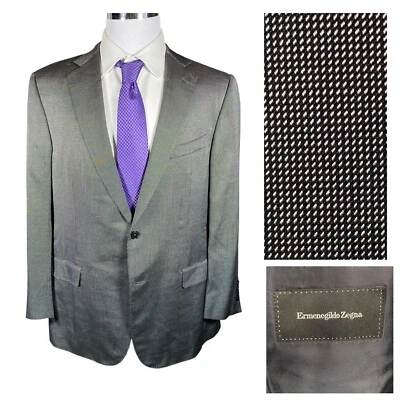 Chaqueta Deportiva Ermenegildo Zegna 48R Actual 46L Roma Fit Plata Gris Lana Seda Foto 1 de 4