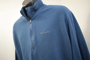 Eddie Bauer Polartec Fleece 1/4 Zip Hiking Jacket Blue Long Sleeve Mens XLT TALL - Picture 1 of 8