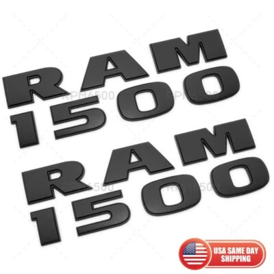 2x 09-21 RAM 1500 Front Door Nameplate Emblem Badge Letter Rebel TRX L Black - Image 1 of 4