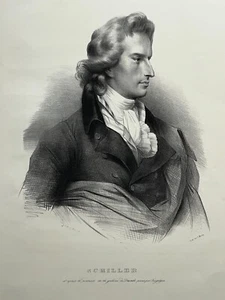 FRIEDRICH VON SCHILLER Portrait LITHOGRAPHIE Motte DEVERIA 19. Jh. - Bild 1 von 2