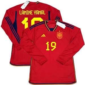2022/23 Spain Home Jersey #19 Lamine Yamal Medium Long Sleeve National Debut Kit - Picture 1 of 21
