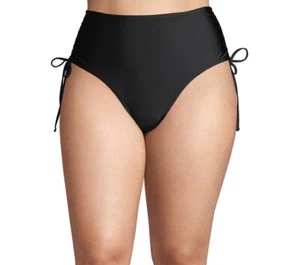 Time and Tru Womens Plus Size 2X Cinch Tie Bikini Black Swimsuit Bottoms New - Picture 1 of 7