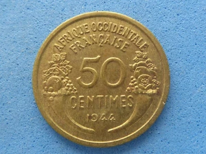1414) Moneda colonial francesa de África Occidental 50 céntimos 1944 escasa emisión £7,00 - Imagen 1 de 2
