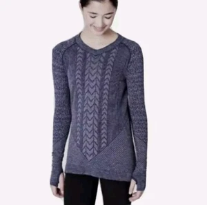 Ivivva Lululemon Girls Glacier Air Long Sleeve Top Shirt Black Thumbhole Size 8 - Picture 1 of 11