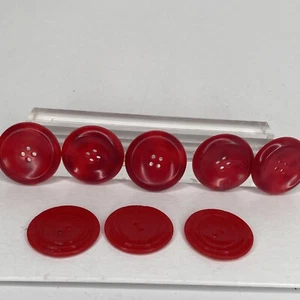 Large Red Buttons 9 buttons 1 1/4 inch Vintage 2 Hole Plus - Picture 1 of 5
