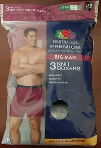 Fruit of the Loom Knit Boxers Men's Big Man 3XB Underwear Eversoft 3 pk - Picture 1 of 2