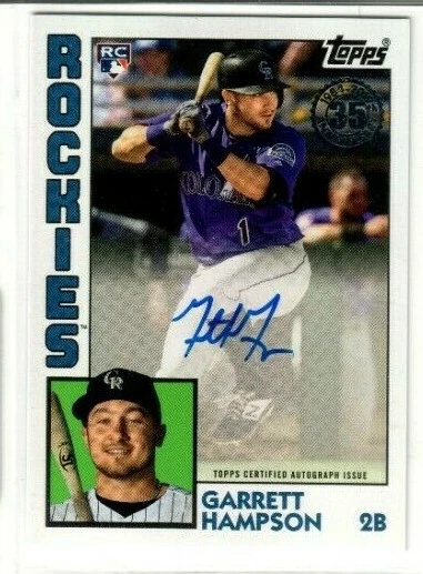 GARRETT HAMPSON 2019 Topps Baseball Update Series 1984 AUTO RC ON CARD ROCKIES  - Image 1 of 1