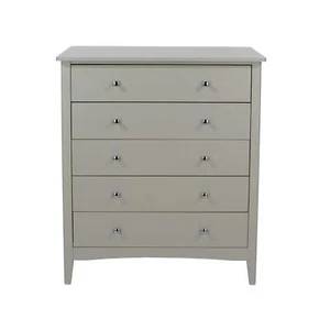 Chest of Drawers 5 Drawer Bedroom Storage Metal Handles Runners Salerno Grey - Picture 1 of 6