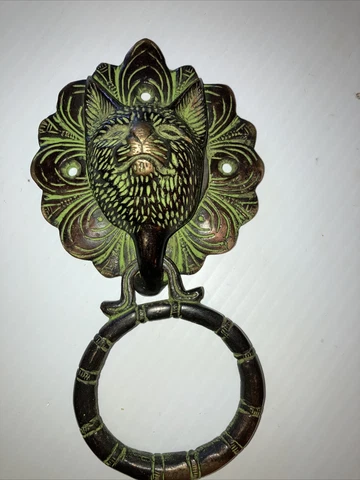 Brass Cat Head Door Knocker Cover