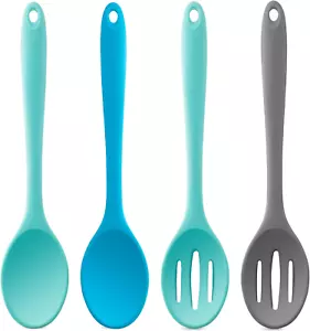 Dandat 4 Pieces Silicone Nonstick Mixing Spoons Heat Resistant Utensil Basting S - Picture 1 of 6