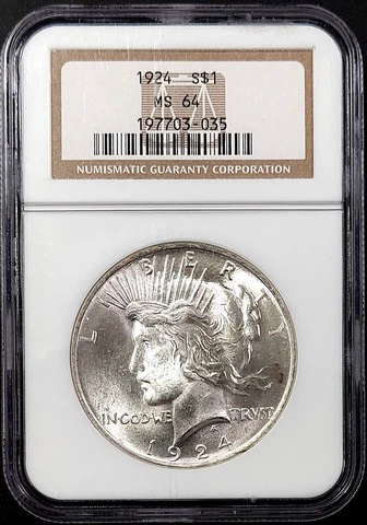 1924 Peace Dollar certified MS 64 by NGC! Cover