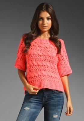 $158 Nuevo Suéter Grueso y Delgado JUICY COUTURE LANA Cortado Candy Pop Coral XS  Foto 1 de 4