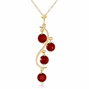  2 CTW 14K Solid Gold Chain Genuine Ruby Necklace Pendant 18"  - Picture 1 of 3