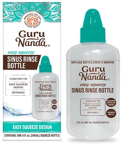 GuruNanda Sinus Rinse Bottle Easy Squeeze Comfort Tip BPA Free for Nasal Rinse - Picture 1 of 6