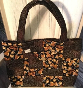 Handcrafted Brown and Black Tote Bag - Magnetic Snap Closure - Two Pockets - Picture 1 of 1