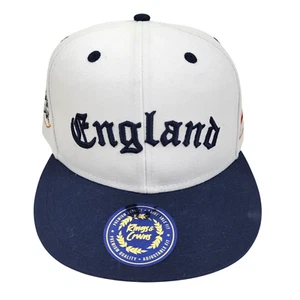 England Rings & Crwns Worldwide Collection Country Pride Snapback Hat White Navy - Picture 1 of 6