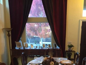Curtains sun blocking two panels Chenille Burgundy & Brown Unlined Pocket Rod - Picture 1 of 4