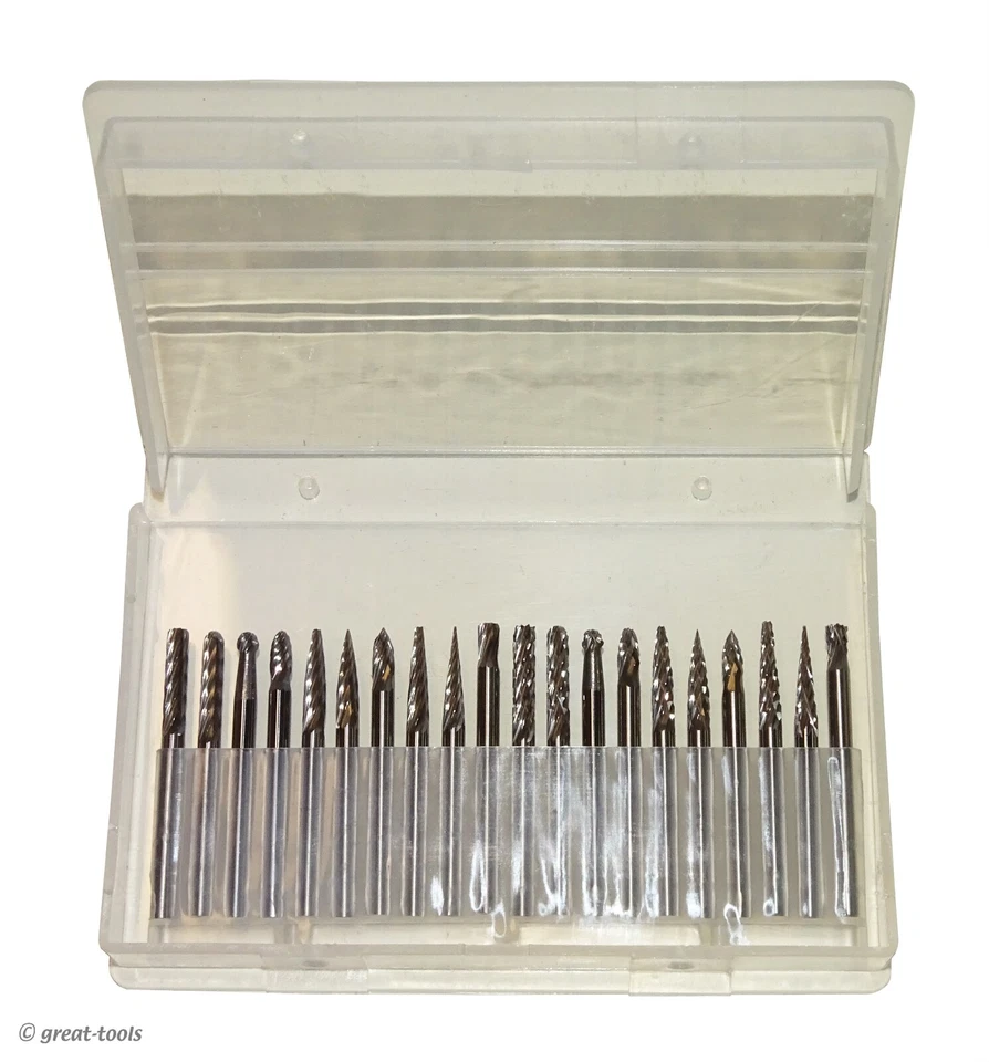1/8” 20-pc CARBIDE BURR BIT SET – die grinder burrs for metal grinding tools - Image 1 of 1