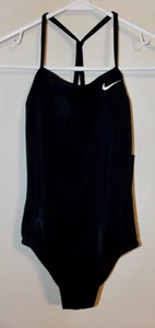 Girl's Nike Racerback One Piece Swimsuit Small Black NWT #NESS9644-001 - Picture 1 of 4