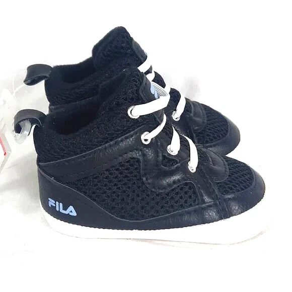 Fila Zapatos Cuna Bebé Talla 6-12 Meses Negro Blanco NUEVO Foto 1 de 4