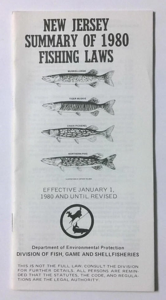 1980 New Jersey Fish Game & Wildlife Fishing Laws License Regulations Booklet - Image 1 of 1