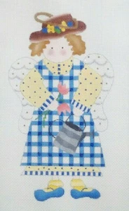 Denise DeRusha needlepoint HP handpaint canvas Garden Angel 85 girl lady 1996 - Picture 1 of 5