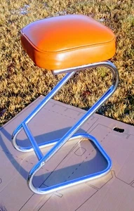 Vintage Mid-Century Modern Chrome Plated Tubular Bar Stool 26"T - Picture 1 of 5