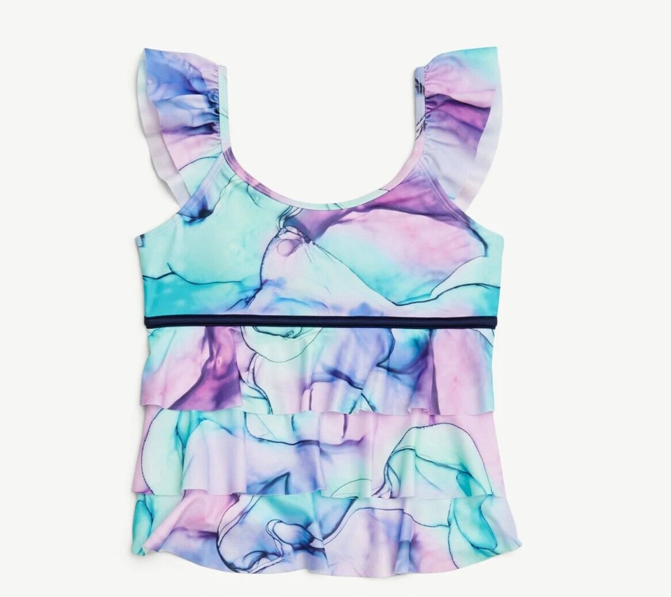 Justice Girls Ruffle Ruffle Straps Colorful Tankini Top, Size Large (12/14) - Image 1 of 4
