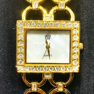 Elizabeth Taylor White Diamonds Women Goldtone Quartz Bracelet Watch New In Box - Picture 1 of 9