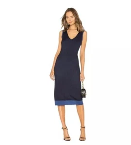 NWT Rag & Bone Womens Cora Ribbed double Knit V-Neck Sleeveless Midi Dress - Picture 1 of 9