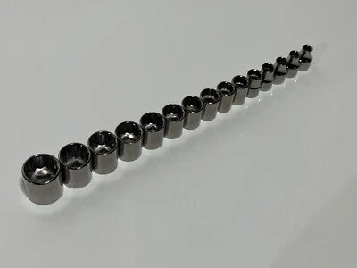 NOS Craftsman USA 15pc Metric 6mm to 21mm Shallow Socket Set - 3/8" Drive, 12 PT - Image 1 of 4