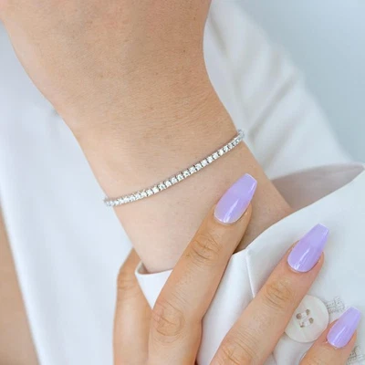 2.5ct G VS Lab Grown Diamond Tennis Bracelet 14k White Gold Over 7.5" - Image 1 of 2