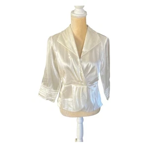 Samuel Dong Ivory Cream Off White Fancy Blouse Size Small EUC - Picture 1 of 9