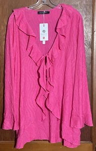 Merokeety Damen Badeanzug Überzieher Rosa Krawatte Langarm Beachwear L Neu mit Etikett - Bild 1 von 9