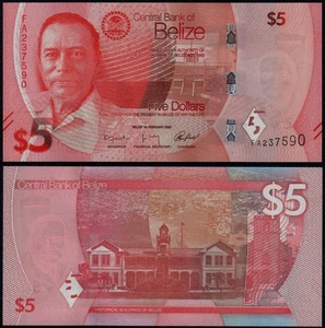 BELIZE 5 DOLLARS (P NEW) 2025 UNC - Picture 1 of 1
