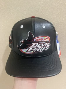 Tampa Bay Devil Rays Mens Pro Standard Leather MLB Snapback Hat Black Baseball - Picture 1 of 21