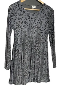 Dress Womens Sheer Black Floral Velvet Burnout Goth Y2K 90s Whimsigoth Fairy XL - Picture 1 of 10