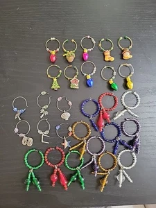 28 Pc Lot of Wine Glass Charms, Chrismas, Summer, Holiday, Everyday, Bead  Beach - Picture 1 of 9