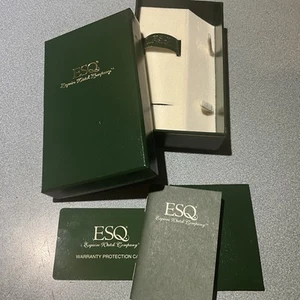 Empty ESQ GREEN Watch Box W/ WARRANTY CARD & MANUAL BOOKLET FREE SH (NO WATCH) - Picture 1 of 7