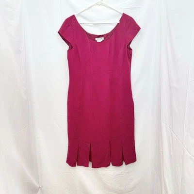 Coldwater Creek Silk Dress 14 Pink Cap Sleeve Slit Panel Hem Midi Sheath - Image 1 of 4