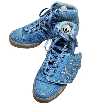 Adidas Jeremy Scott Wings Denim Sneakers Blue US10.5 No charger - Photo 1/4